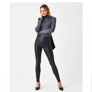 SPANX Faux Leather Leggings Women’s Sz Medium Black High Rise Pants